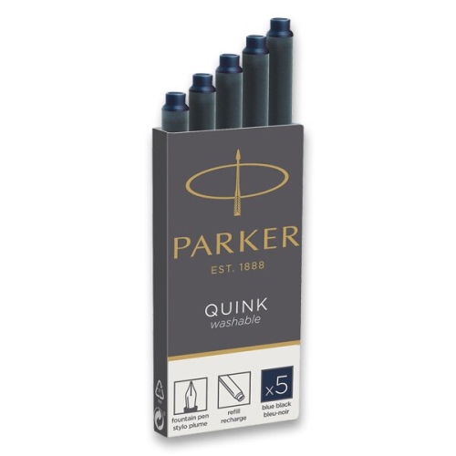 PARKER Refill Cartridges, Blue-Black, 5-Pack