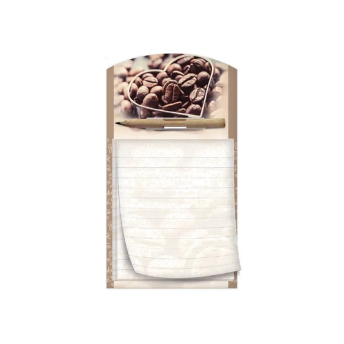 Tear-off notebook A6 with pencil and magnet - Coffee
