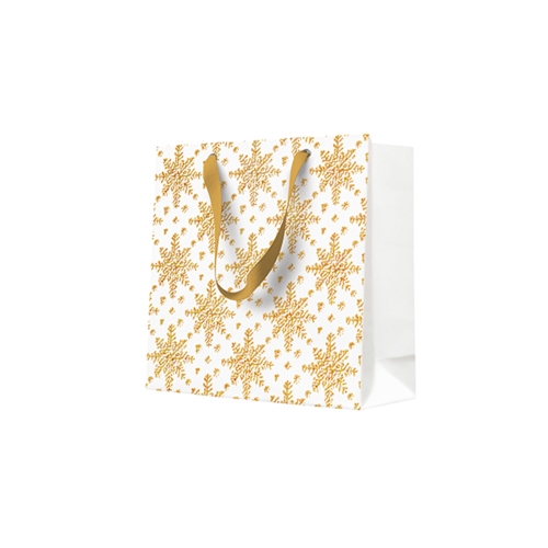 Darčeková taška PAW 17x17x6 cm Grunge Textured Snowflakes Gold