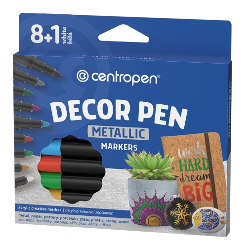 Decorative marker CENTROPEN 2737 Decor Pen Metallic - set of 8+1 pcs