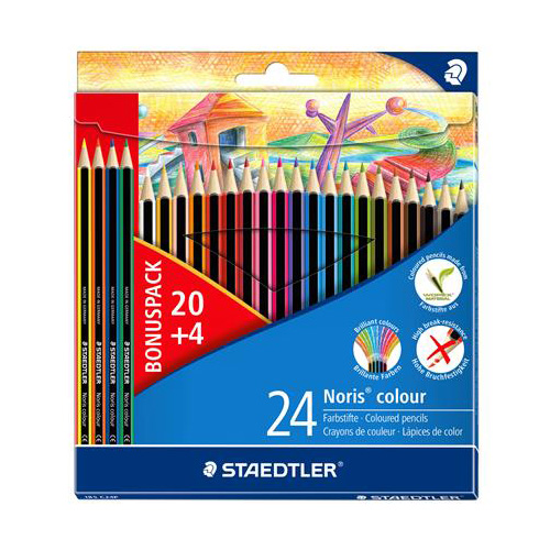 Farebné ceruzky, šesťhranné, staedtler "noris colour", 20+4 rôznych farieb