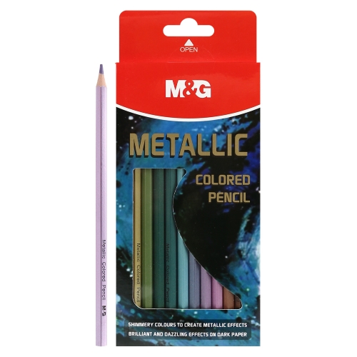 M&G hexagonal crayons - set of 12 metallic colours