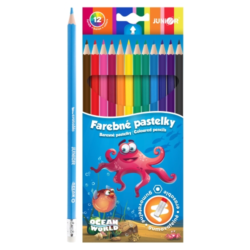 Hexagonal/erasable crayons - set of 12 pcs