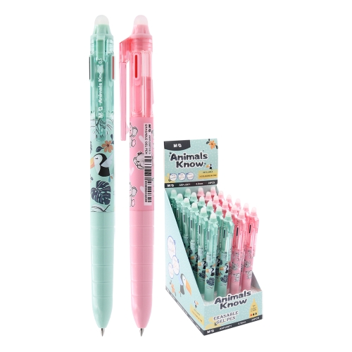 Pen 3-color, gel, eraser M&G Animal Know - black/blue/red 0.5 mm (1)