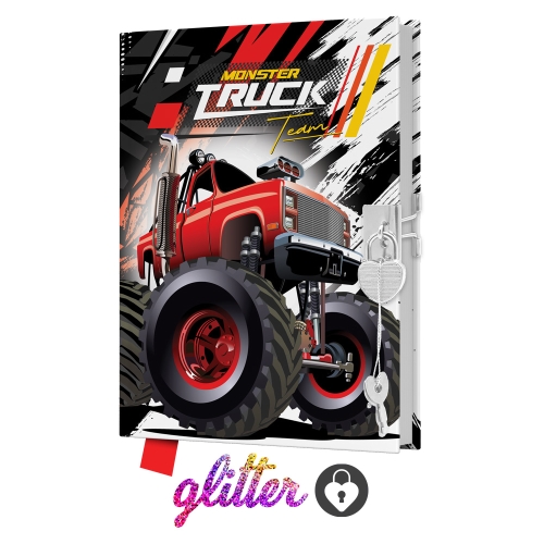 JUNIOR 14x18 cm, 80 sheets, clear with lock - Monster Truck Team