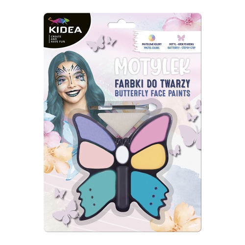 Farby na tvár MOTÝĽ - 8 farieb + štetec (sada)