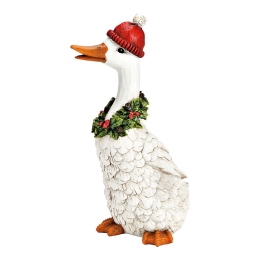 Decoration - Christmas goose with hat and wreath (w/w/h) 11x24x12cm