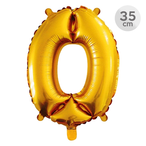 Balón narodeninový 35 cm - číslo 0, zlatý