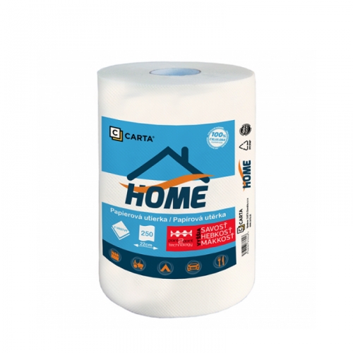 Papierové utierky CARTA Home 2 vrstvy, návin 55 m, 250 útržkov