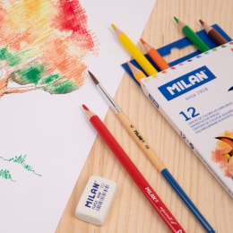 Pastelky MILAN trojhranné akvarelové 12 ks so štetcom (1)