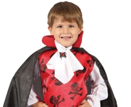 Red Vampire Children's Costume (blouse with vest, cape, ruffled neckline), size 92/104 cm