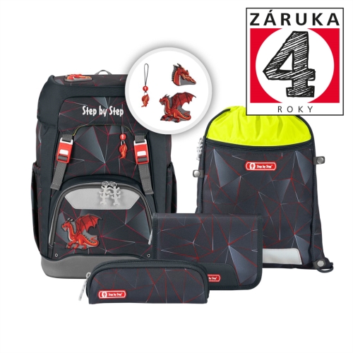 School backpack for first-year students - 5-piece set, Step by Step GRADE Drak Drak, AGR