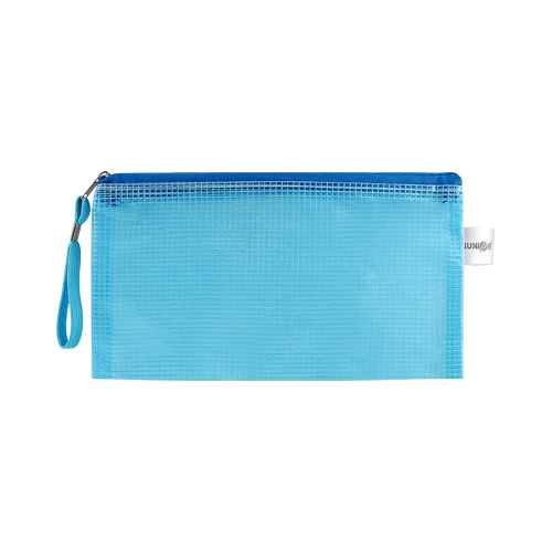 Sieťovaná obálka so zipsom PVC/DL, modrá