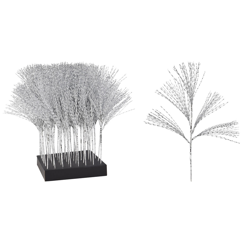 Vetvička s pramienkami 60 cm, strieborná farba