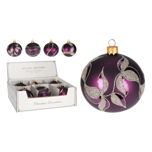 XMAS BALL 100MM PURPLE 4ASS