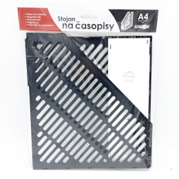 Stojan na časopisy A4 JUNIOR skladací - bielo-čierny