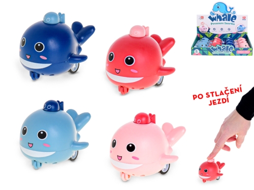4asstd color (dark&light blue, dark&light pink) 8cm plastic press'n'go dolphin 12pcs in DB