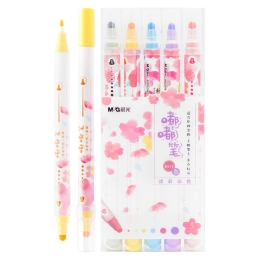 Obojstranný popisovač M&amp;G Sakura pastelové farby - sada 5 ks