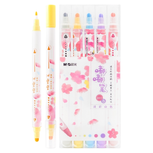 Double-sided marker M&G Sakura pastel colors - set of 5 pcs
