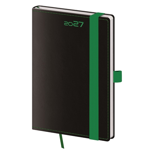 Diár 2027 týždenný vreckový Black Green s pútkom  na pero