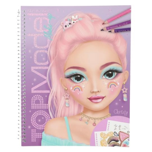 Kreatívny zošit Top Model so samolepkami - Make-Up Colouring Book Christy
