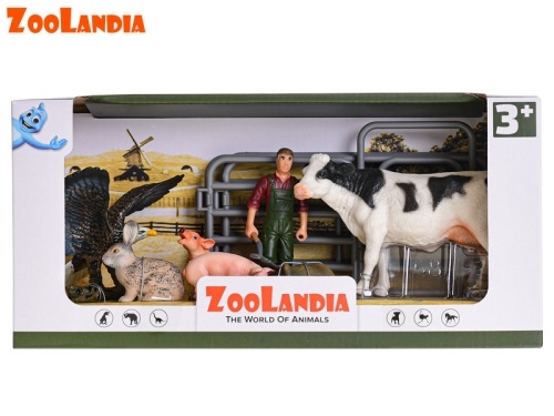 Plastic cow with farm animals and accessories in OTB