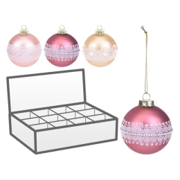 Christmas ball - glass 80 mm/mixed colours, 1pc