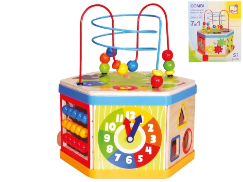 28,5x32x26cm wooden 7v1 activity cube 12m+ in PBX