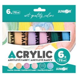 Farby akrylové JUNIOR 75 ml - 6 ks sada Pastel