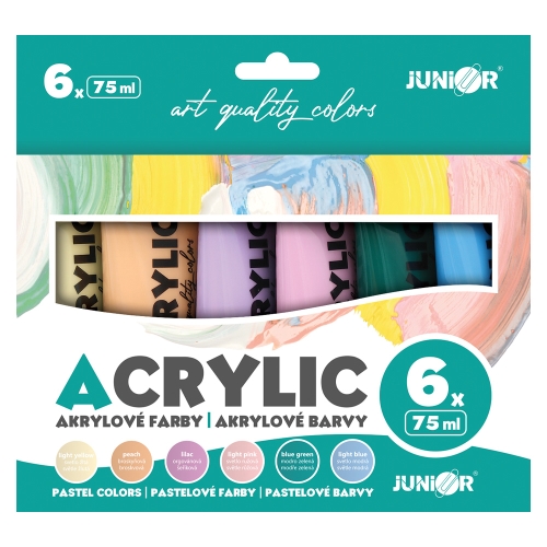 Acrylic paints JUNIOR 75 ml - set of 6 Pastel