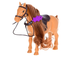 2asstd color (light brown, dark brown) 17cm plastic horse w/accessories in OTB (1)