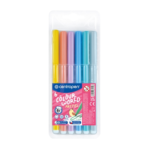 Markers CENTROPEN 7550 Color World Pastel - set of 6 pcs (1)