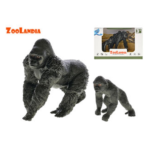 2asstd (gorilla male/female) 5,5-10,5cm plastic emulational animal with cub in OTB