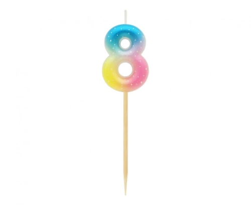 Sviečka tortová - číslica "8" pastel ombre 11 cm