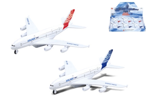 2asstd color (red,blue) 14cm die cast pull back airliner 6pcs in DBX