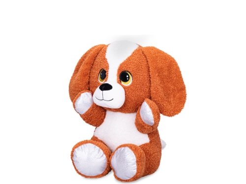 16,5cm brow/white color plush sitting bernard dog 0m+ each in polybag