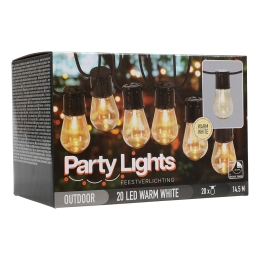 Party lighting - chain of 20 LED bulbs, warm white, lenght 14,5 m