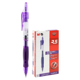 M&amp;G Retractable gel pen Purple 0.7 mm, Comfort rubber grip