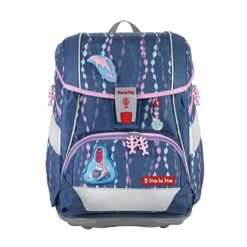 School briefcase/backpack 2IN1 PLUS for first-graders - 6-piece set, Step by Step Mermaid
