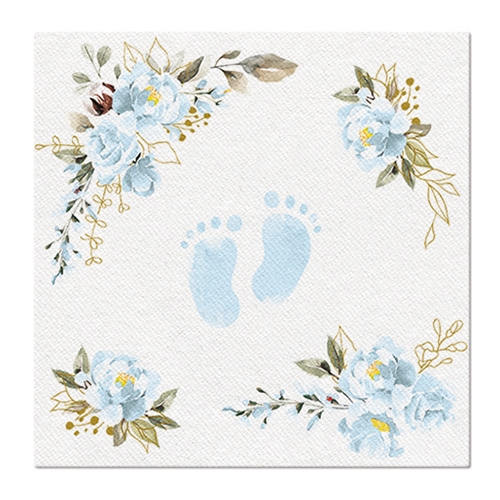 Obrúsky PAW AIRLAID 40x40 cm  Baby Feet  light blue