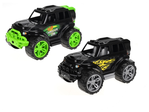 2asstd color (green,orange) 35cm freewheel plastic Monster SUV car 24m+