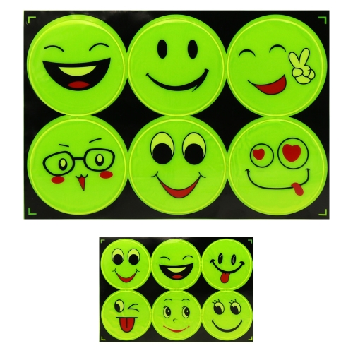 Samolepky reflexné PVC (mix 6 ks smajlíkov)