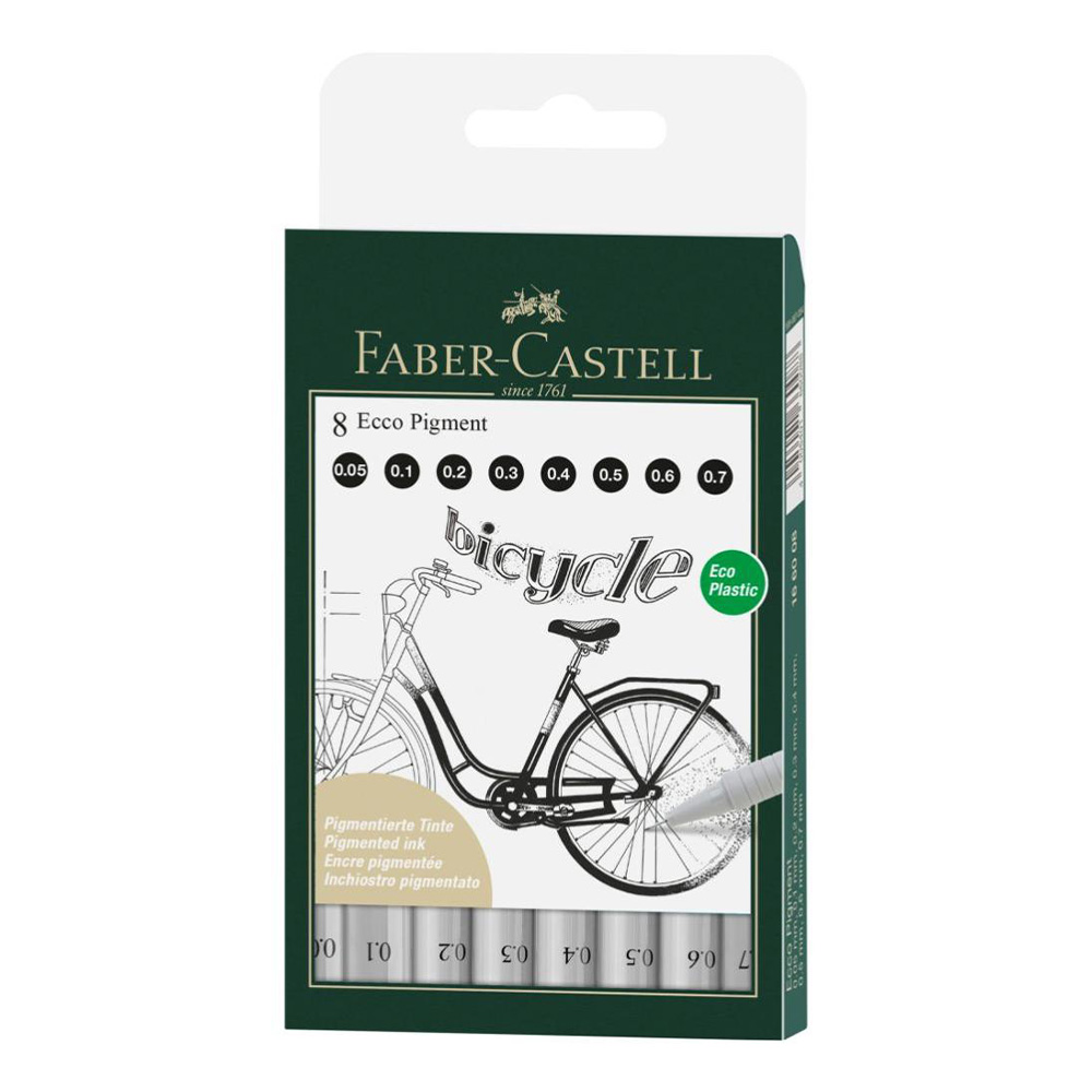 Technické pero Faber-Castell Ecco Pigment - sada 8 ks (0,05-0,1-0,2-0,3-0,4-0,5-0,6-0,7 m)