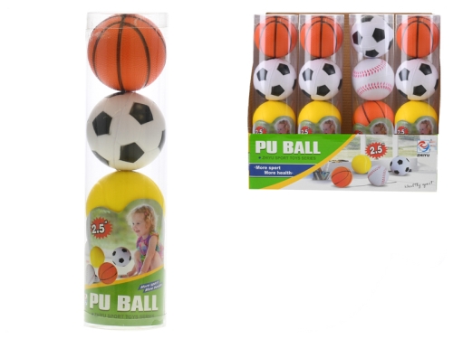 4pcs of 7cm soft sport ball in tube 12pcs in PDQ