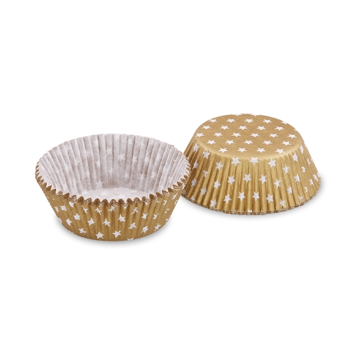 Sugar. gold cupcakes with white stars O 50 x 30 mm (40 pcs)