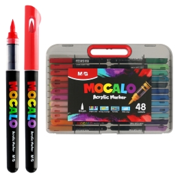 Popisovač M&amp;G MOCALO Acrylic Marker, štetcový hrot - sada 48 farieb