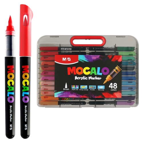 Popisovač M&G MOCALO Acrylic Marker, štetcový hrot - sada 48 farieb (4)