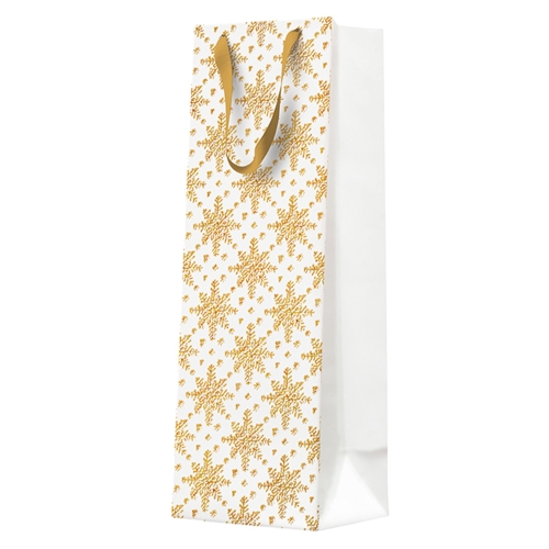 Darčeková taška vianočná 12x37x10 cm Grunge Textured Snowflakes Gold