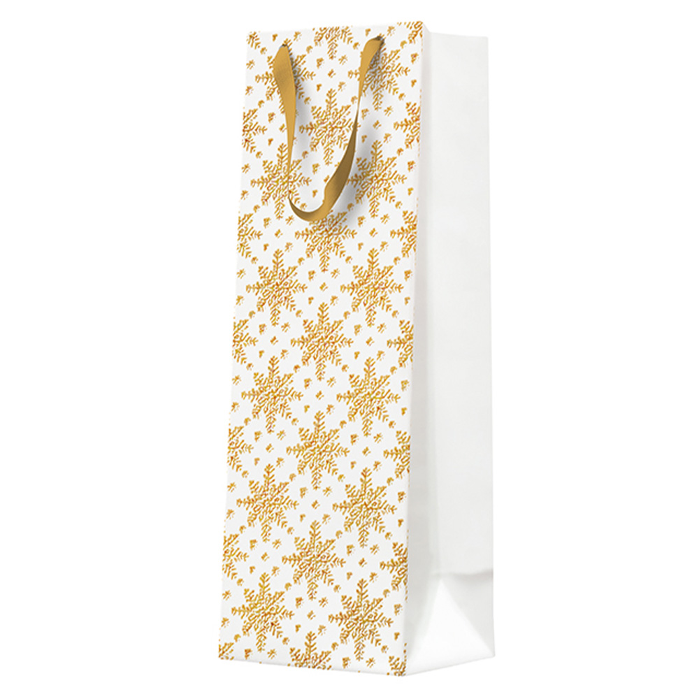 Darčeková taška vianočná 12x37x10 cm Grunge Textured Snowflakes Gold