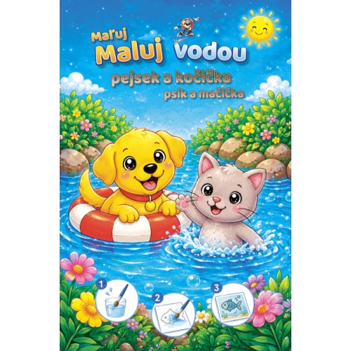 Omaľovánka A4 Maľuj vodou - Psík a mačička